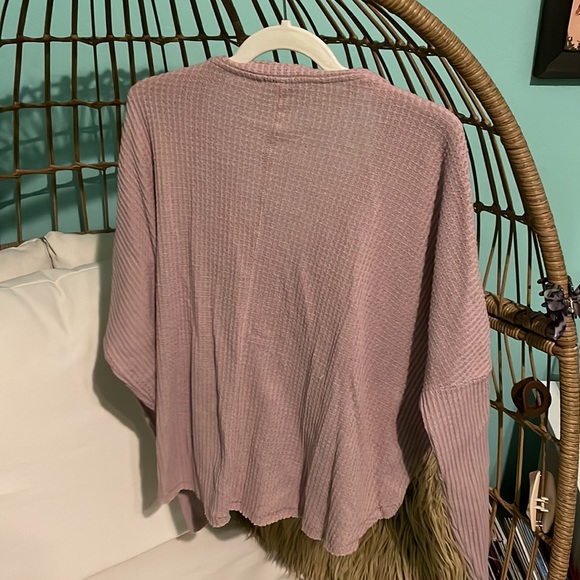 Mauve waffle Henley - Picture 6 of 6